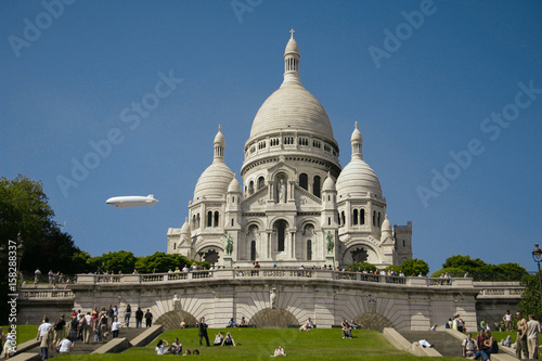 Canvas Print View on basilica of the Sacred Heart, Paris, France