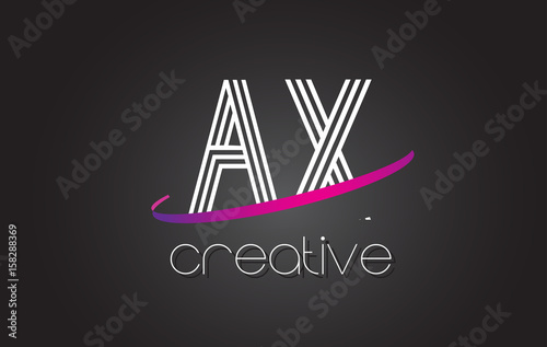 AX A X Letter Logo with Lines Design And Purple Swoosh.