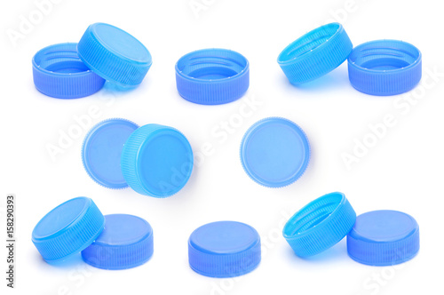 blue plastic bottle cap on white background