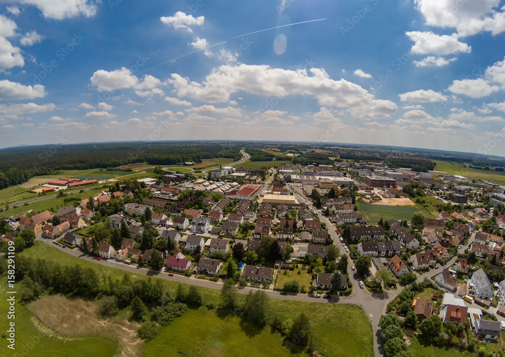 Aerial photo of the village Tennenlohe near the city of Erlangen, Germany