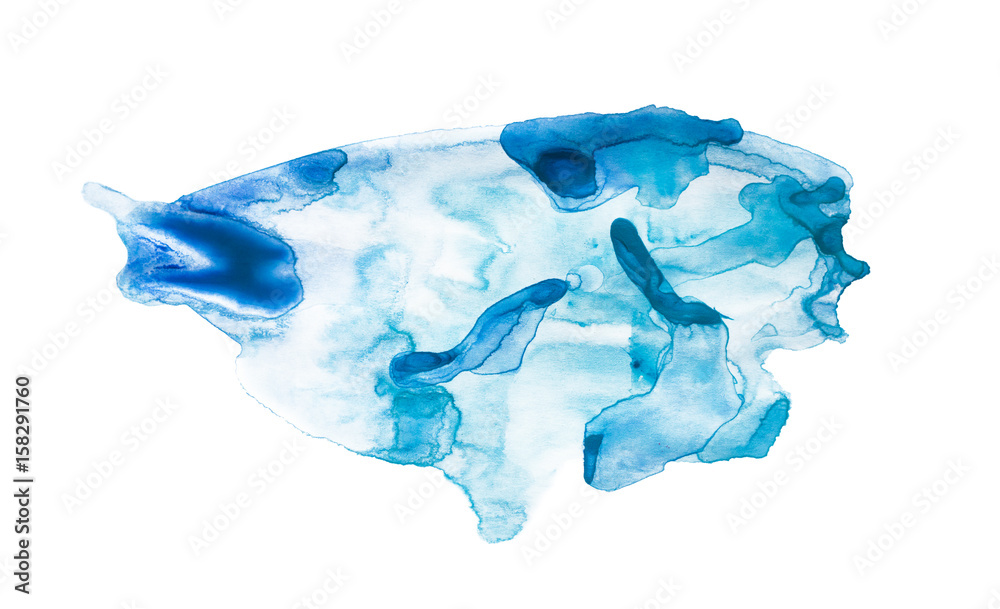 Fototapeta premium Blue watercolor stains isolated on white background.