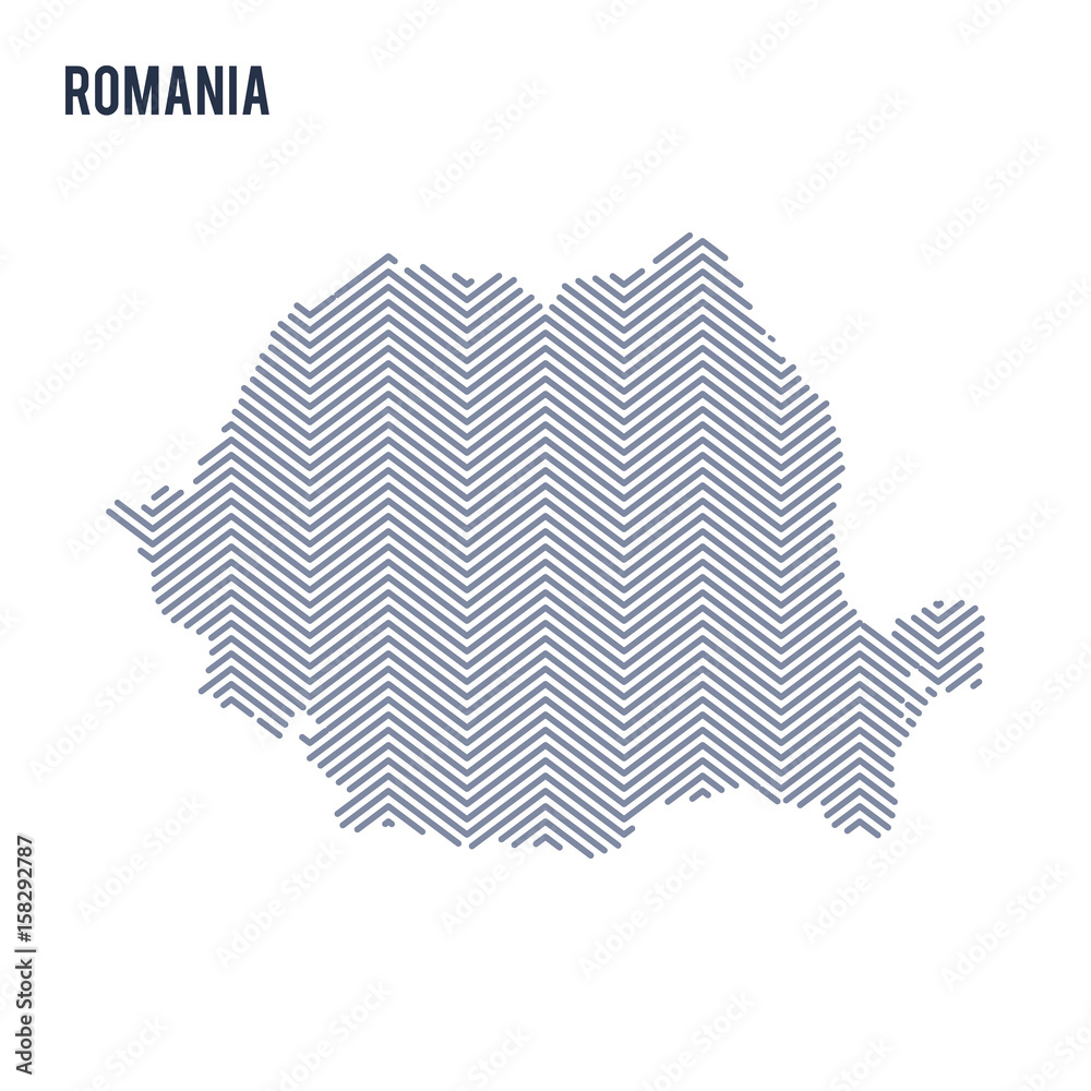 Obraz premium Vector abstract hatched map of Romania isolated on a white background.