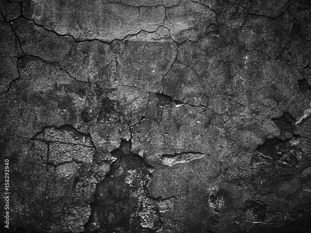 Fotografie black wall with faults, texture for the background