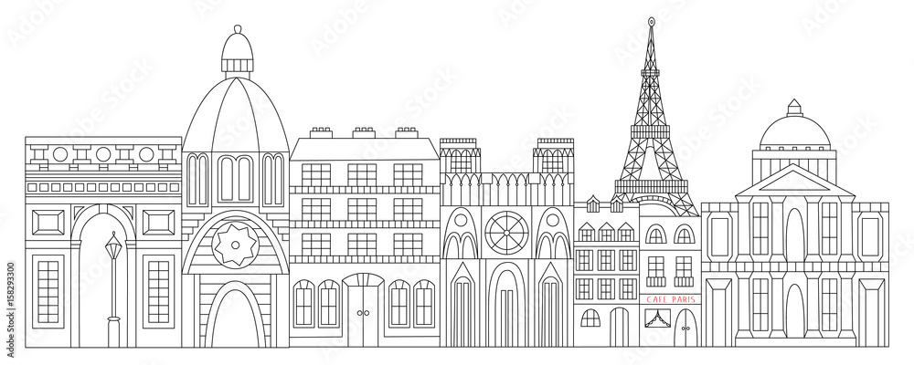 Paris drawn in line style