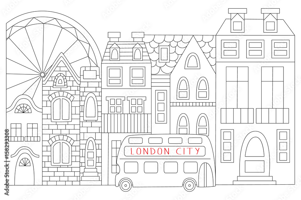 london drawn in line style