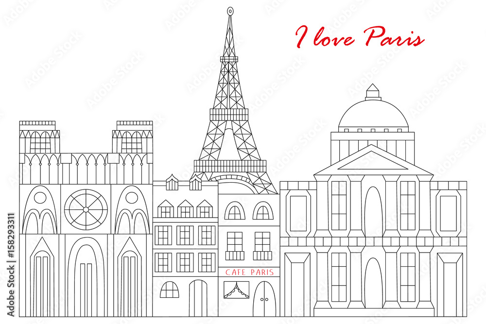 Paris drawn in line style