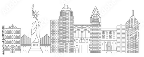 New York drawn in line style