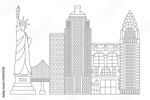 New York drawn in line style