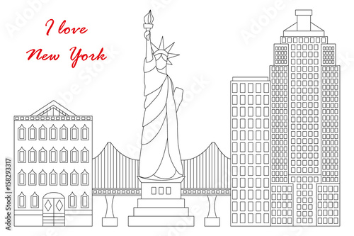 New York drawn in line style