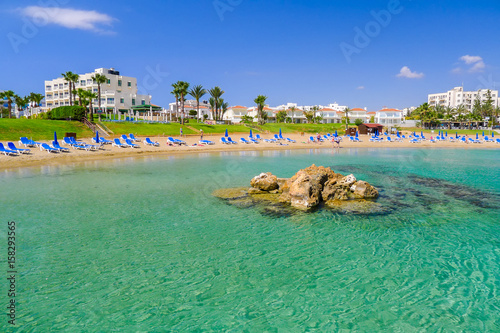 Beautiful beach with turquoise sea water in Protaras bay, Cyprus island