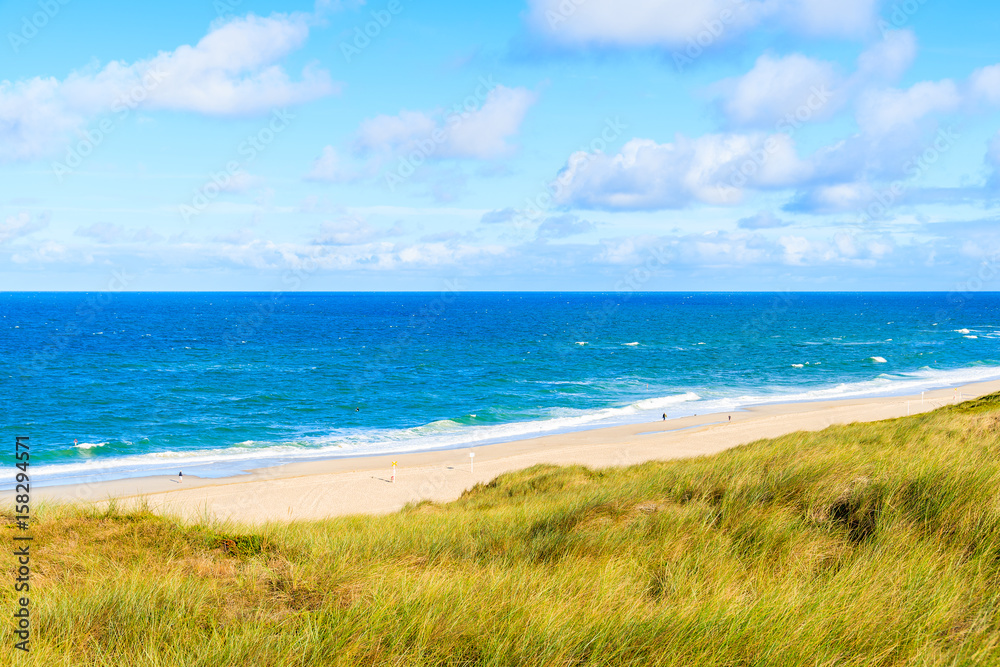 View of beach in Wenningstedt village on Sylt island, North Sea, Germany