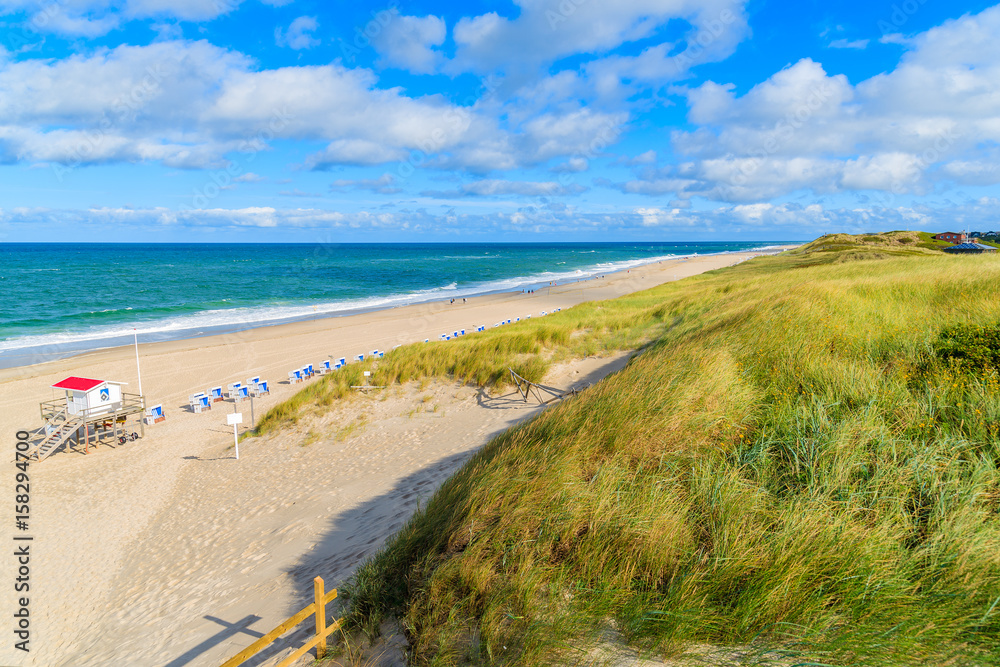 View of beach in Westerland village on Sylt island, North Sea, Germany View of beach in Westerland village on Sylt island, North Sea, Germany