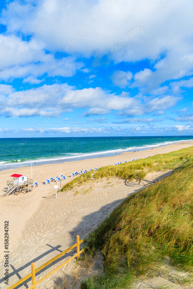 View of beach in Westerland village on Sylt island, North Sea, Germany