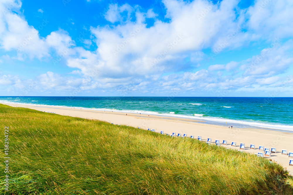 View of beach in Westerland village on Sylt island, North Sea, Germany View of beach in Westerland village on Sylt island, North Sea, Germany