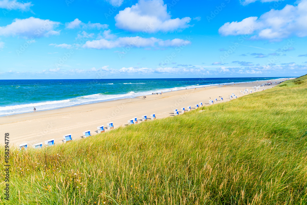 View of beach in Westerland village on Sylt island, North Sea, Germany