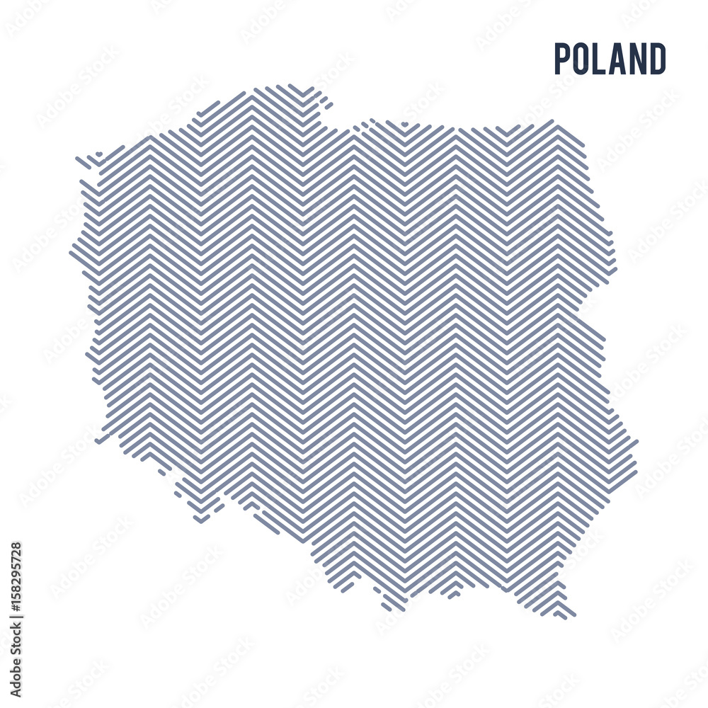 Vector abstract hatched map of Poland isolated on a white background.