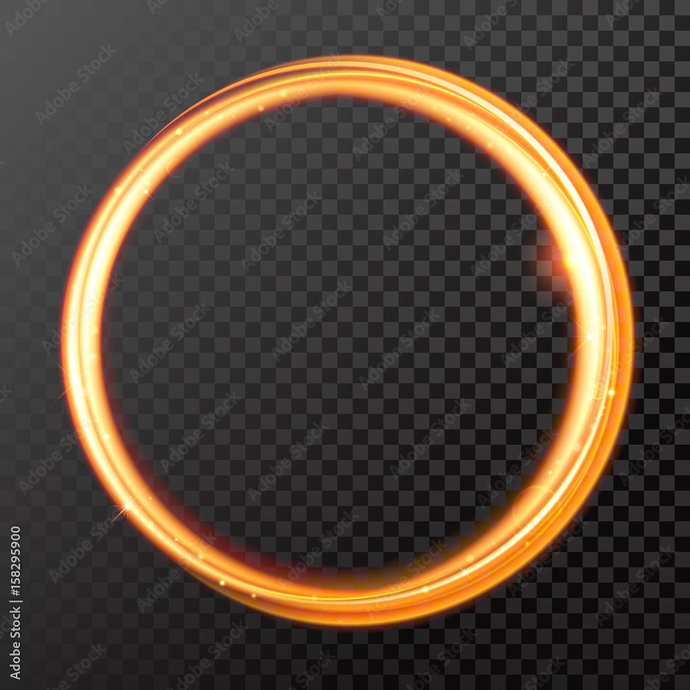 Gold fire or glow light circle with glitter effect on vector transparent background Gold fire or glow light circle with glitter effect on vector transparent background