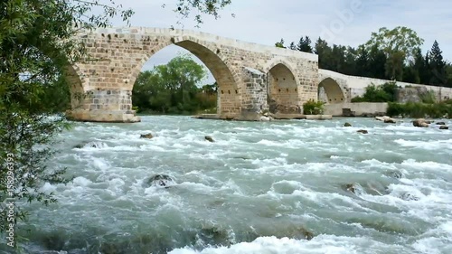 The zigzag arch bridge over the Eurymedon river, located next to the ancient Aspendos, was built by Romans, and later rebuilt by Seljuks, Turkey.
 photo