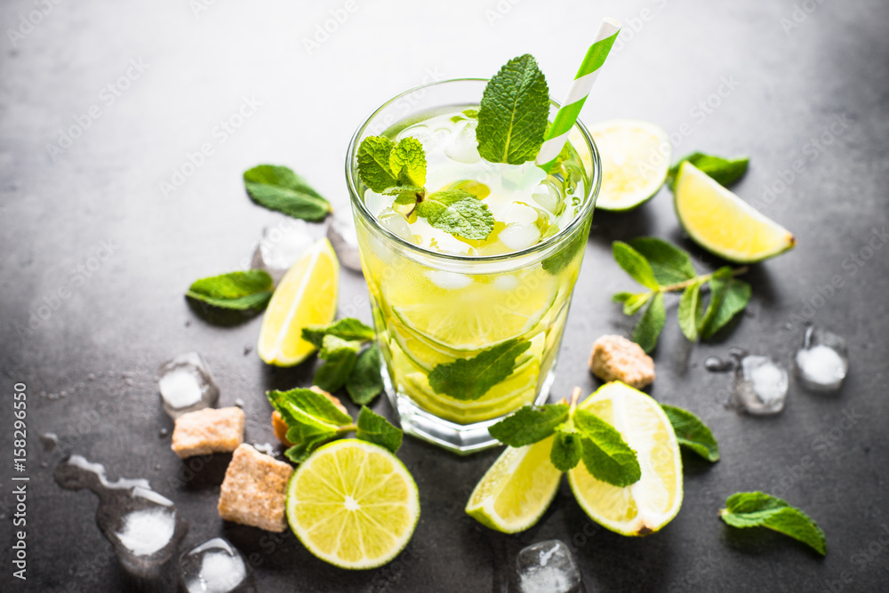 Mojito cocktail.Traditional summer cold drink. Mojito cocktail.Traditional summer cold drink.