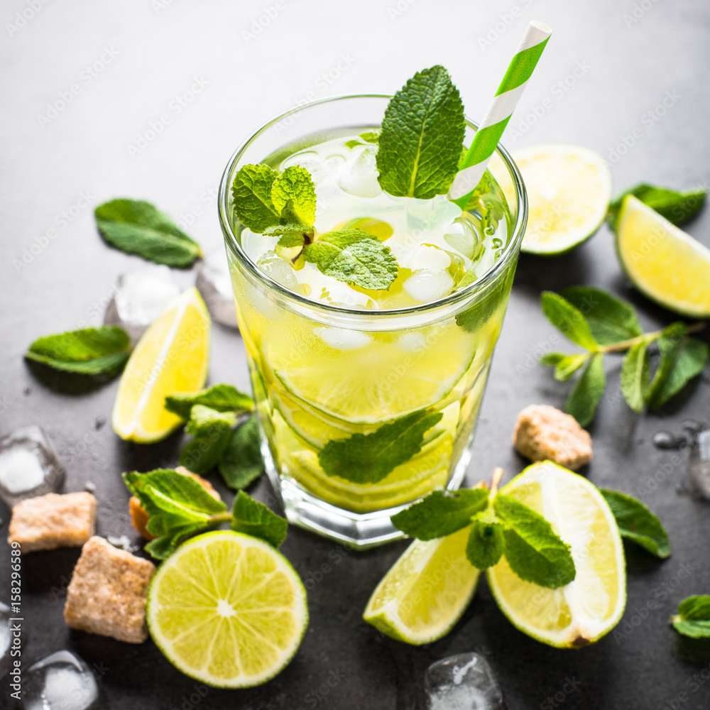 Mojito cocktail.Traditional summer cold drink. Mojito cocktail.Traditional summer cold drink.
