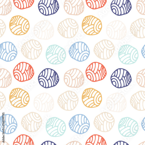 Colorful doodle polka dot background. Abstract round seamless pattern. Vector illustration.