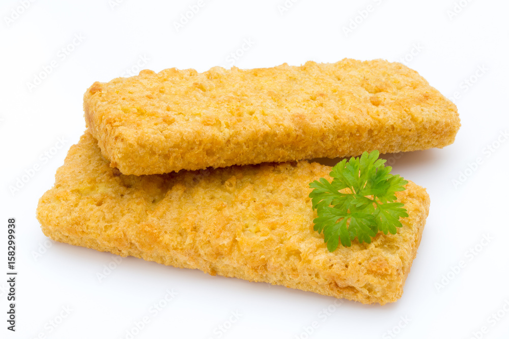 Fish fingers on the white background. Fish fingers on the white background.