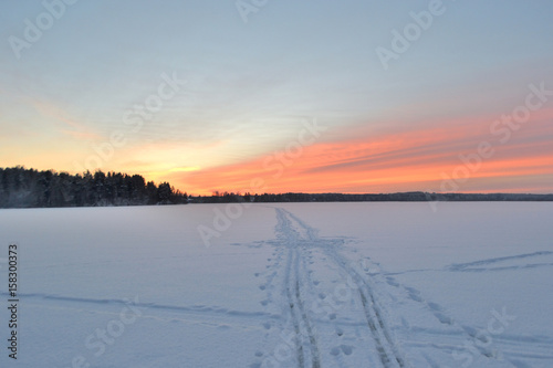 Winter landscape at sunset. © konstan