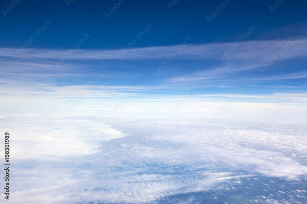 sky from above, aerial view from airplane