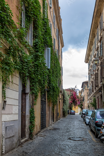 Photography Narrow old street in Trastevere - Rome, Italy