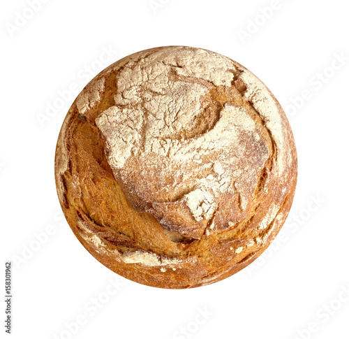 Perfect circular loaf on white background