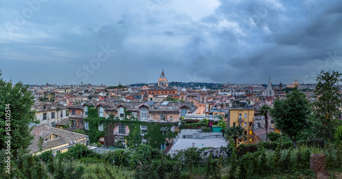 Rome aerial cityscape view from Pincio Hill at sunset - Rome, Italy