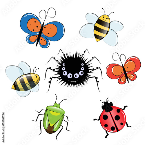 insect cartoon funny set