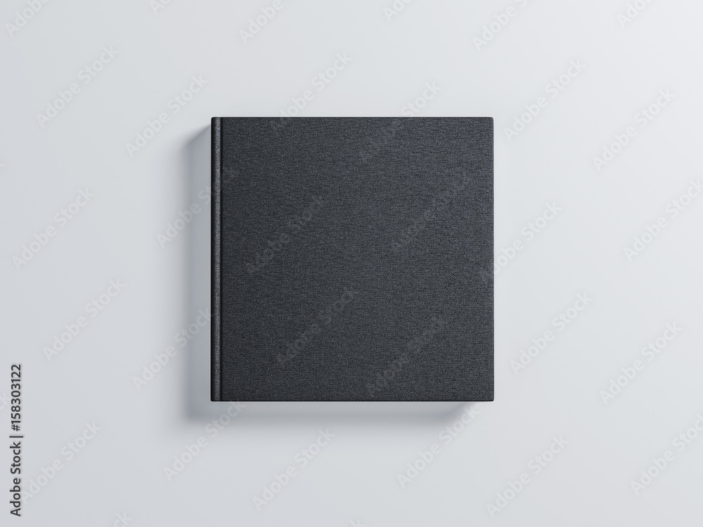 Black square blank Book Mockup with textured hard cover. 3d rendering Black square blank Book Mockup with textured hard cover. 3d rendering