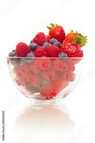 Bowl With Rapsberries, Strawberries And Blueberries