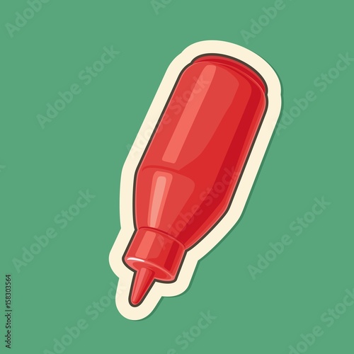 Plastic bottles of ketchup. Vector flat illustration