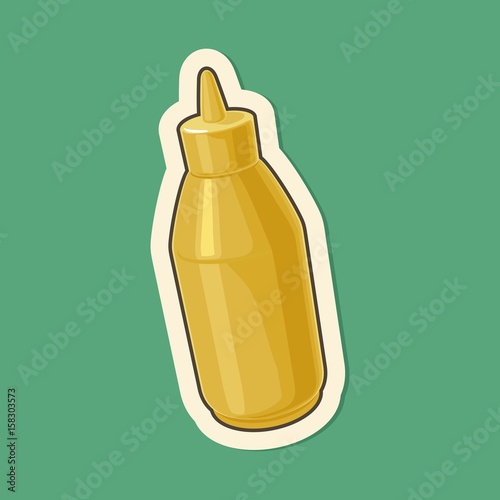 Plastic bottles of mustard. Vector flat illustration