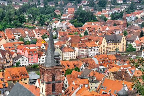 panoramic scenery of Wertheim in Germany at summer time. View from castle