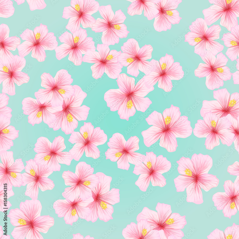 Pink flower, sakura seamless pattern. Japanese cherry blossom for fabric textile design. Texture for pillow, wrapping, tablecloth and other