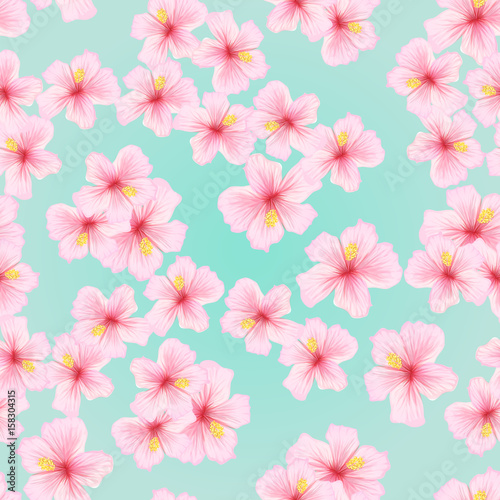 Pink flower, sakura seamless pattern. Japanese cherry blossom for fabric textile design. Texture for pillow, wrapping, tablecloth and other