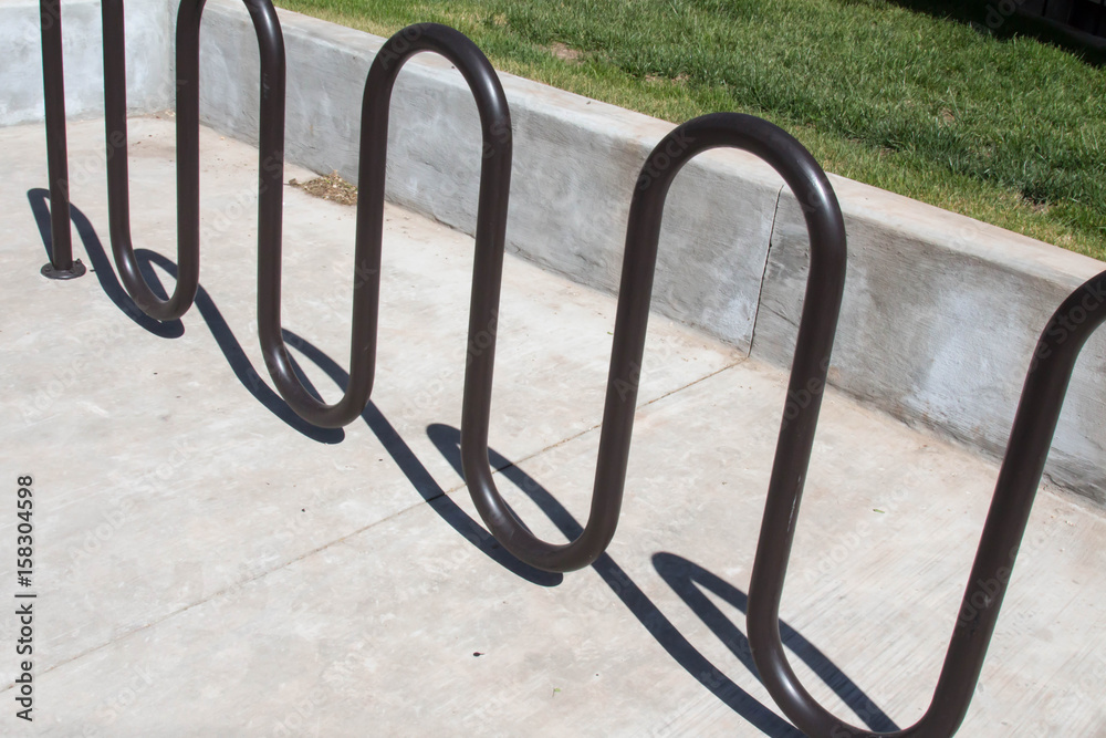 Empty metal bike rack, tilted