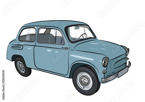 Sketch of a retro car on a white background. Vector illustration.