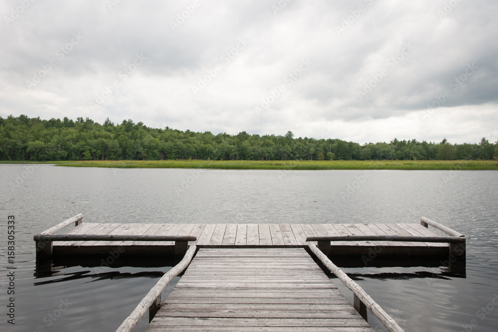 a dock overlooking a lake