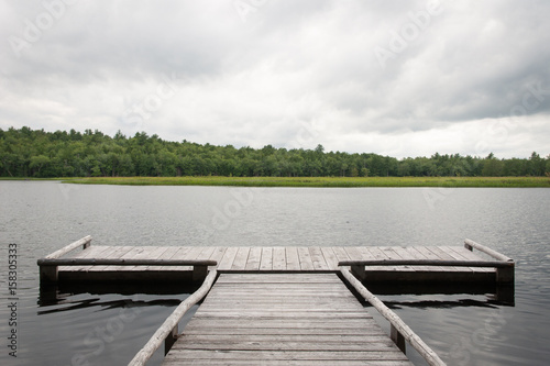 a dock overlooking a lake