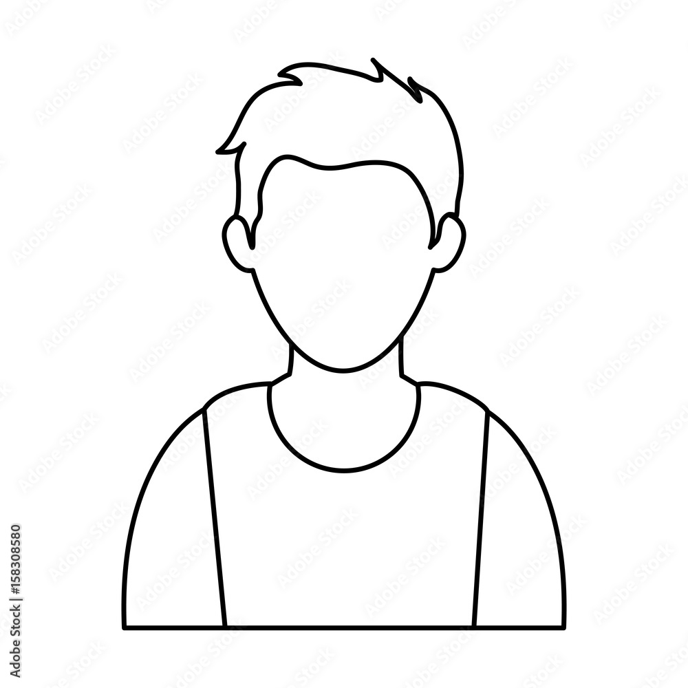 custom made wallpaper toronto digitalyoung man  wearing sleeveless top faceless avatar icon image vector illustration design  black line