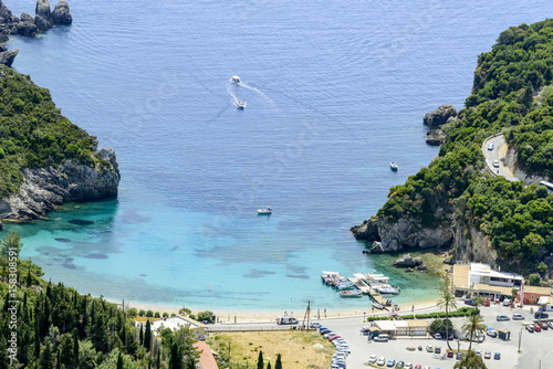 Aerial view of Paleokastritsa coast from Bella Vista. Corfu island, Greece. photo