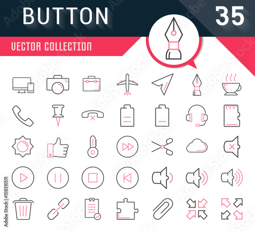 Set Vector Flat Line Icons Mobile Design