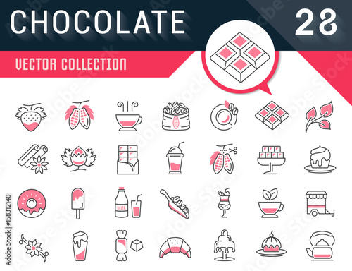 Set Vector Flat Line Icons Chocolate