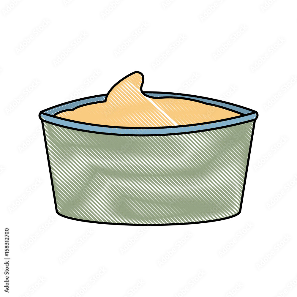 Obraz premium bowl sauce ingredient tomato condiment outline vector illustration