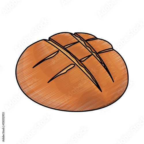 round bread wheat baked breakfast icon vector illustration photo