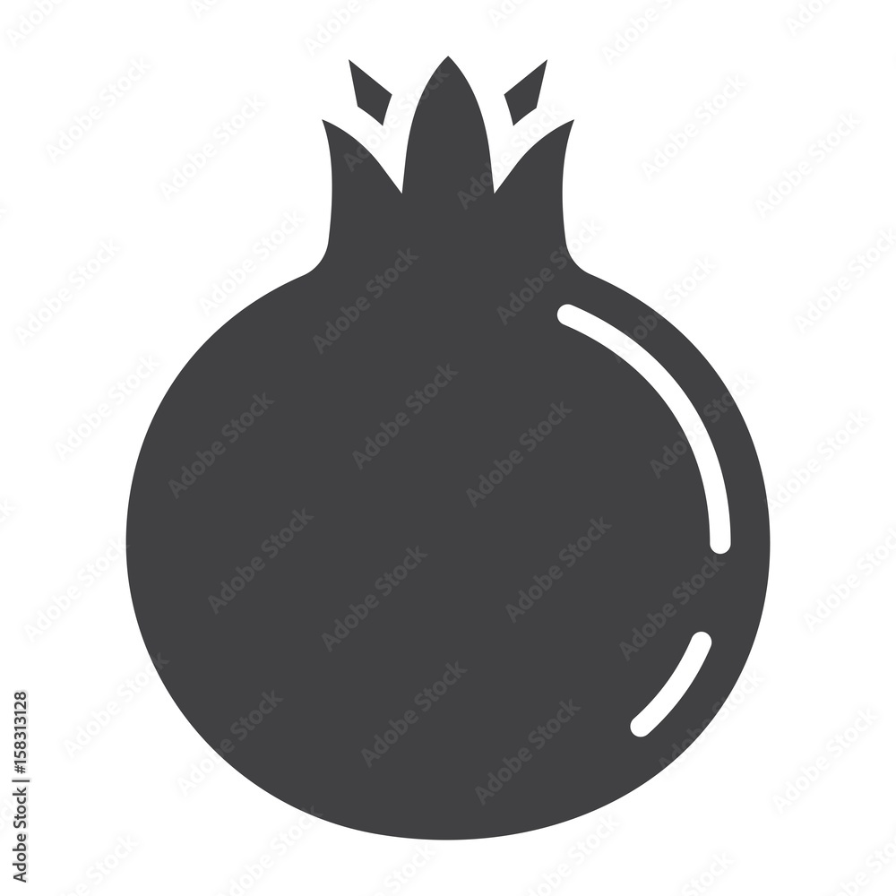 Pomegranate solid icon, fruit and garnet, vector graphics, a glyph pattern on a white background, eps 10.